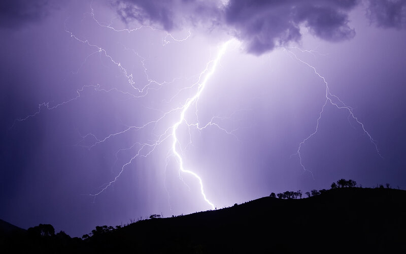 Lightning Bolt over Hill — Purple