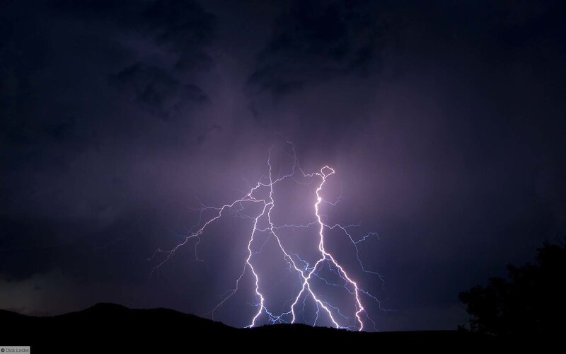 Lightning Bolt over Hills — Purple