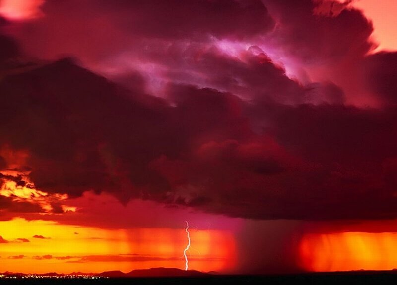 Lightning Bolt over Mountains