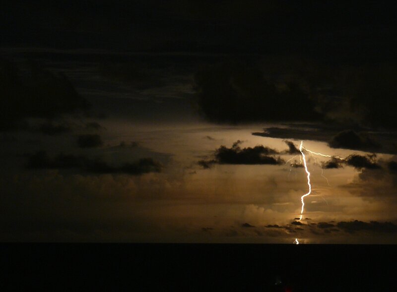 Lightning Bolt over Ocean — Black