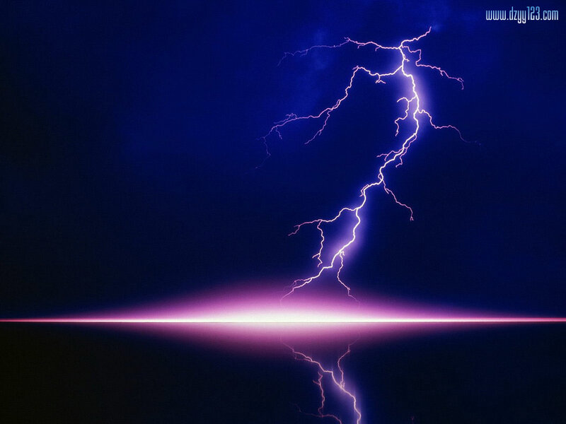 Lightning bolt over water