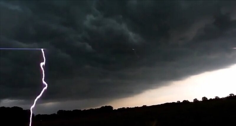 Lightning Bolt Striking — Black, Dramatic