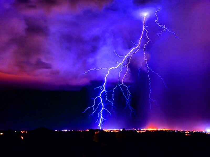 Lightning Bolt Striking City