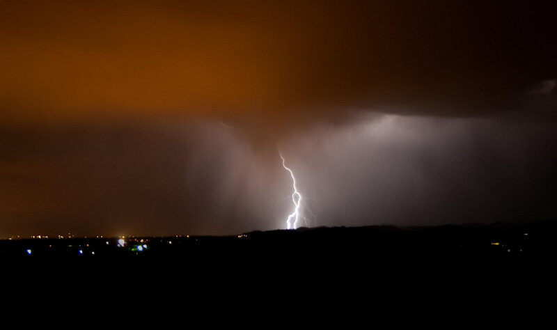 Lightning Bolt Striking Ground — Black