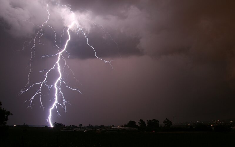 Lightning Bolt Striking Ground