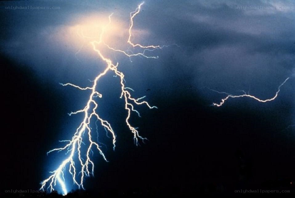 Lightning bolt striking the ground