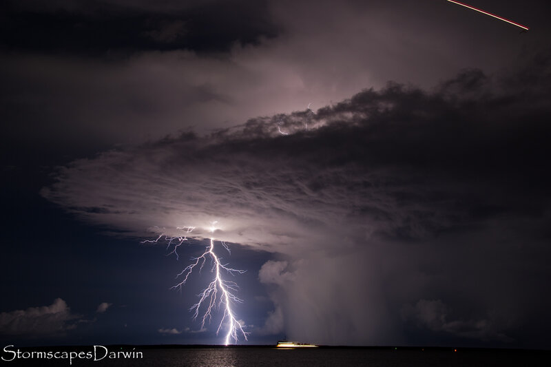 Lightning Bolt Striking Water — Black