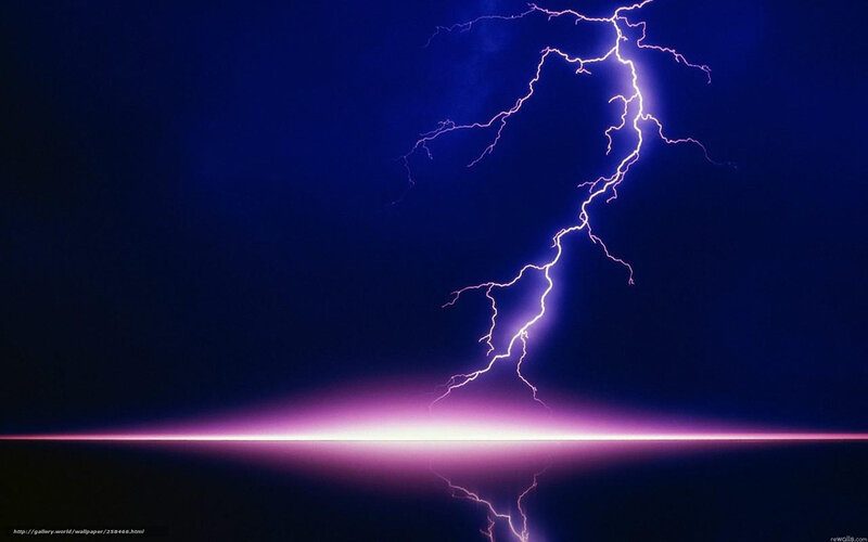 Lightning Bolt Striking Water — Blue, Dramatic, Night