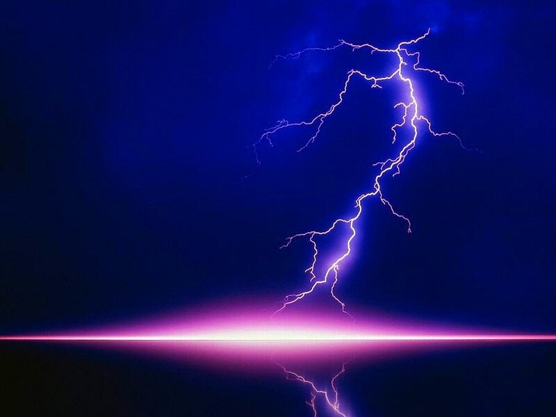 Lightning Bolt Striking Water — Blue
