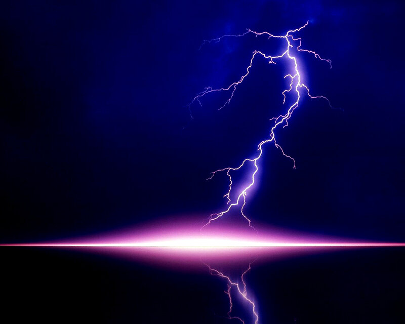 Lightning Bolt Striking Water