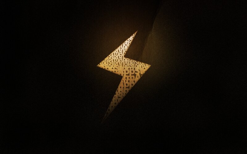 lightning bolt with text pattern