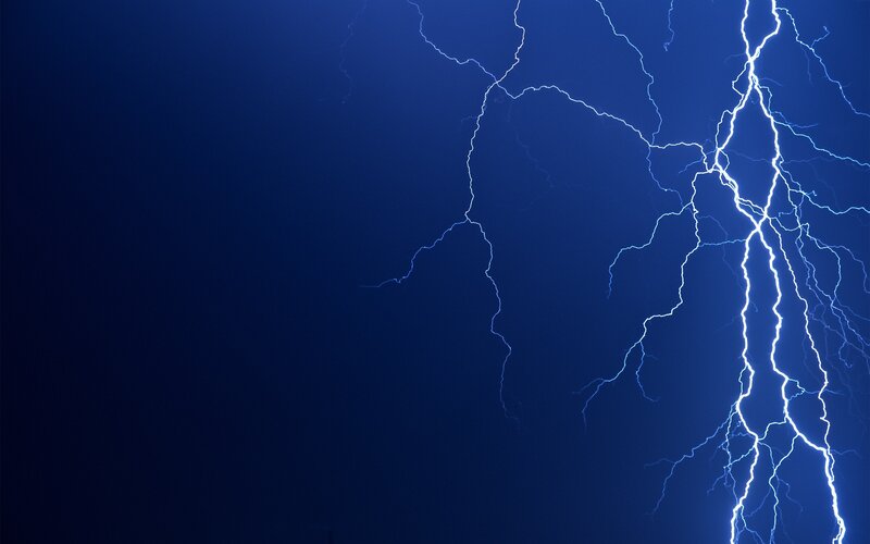 Lightning Bolts in Night Sky