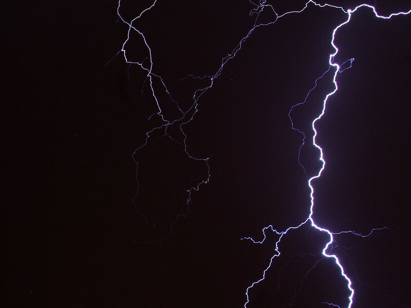 Lightning Bolts in Sky — Black, Dramatic