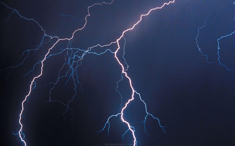Lightning Bolts in Sky — Blue