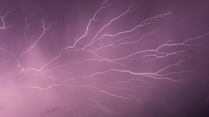Lightning in Purple Sky