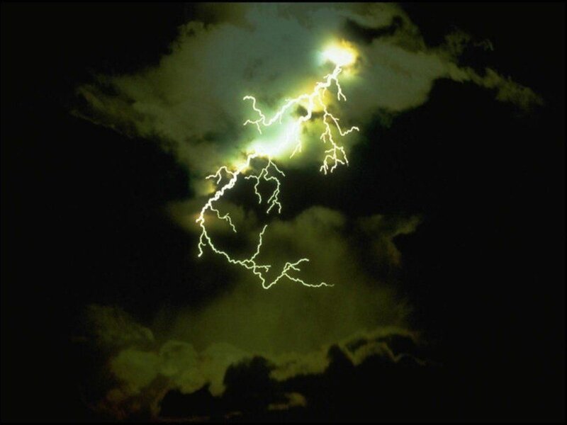 Lightning in Storm Clouds — Black, Dramatic, Night, Photograph