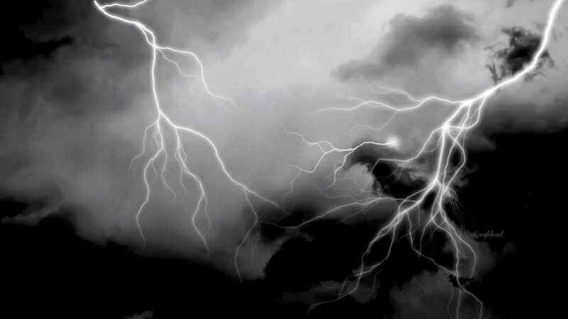 Lightning in Storm Clouds — Black, Dramatic