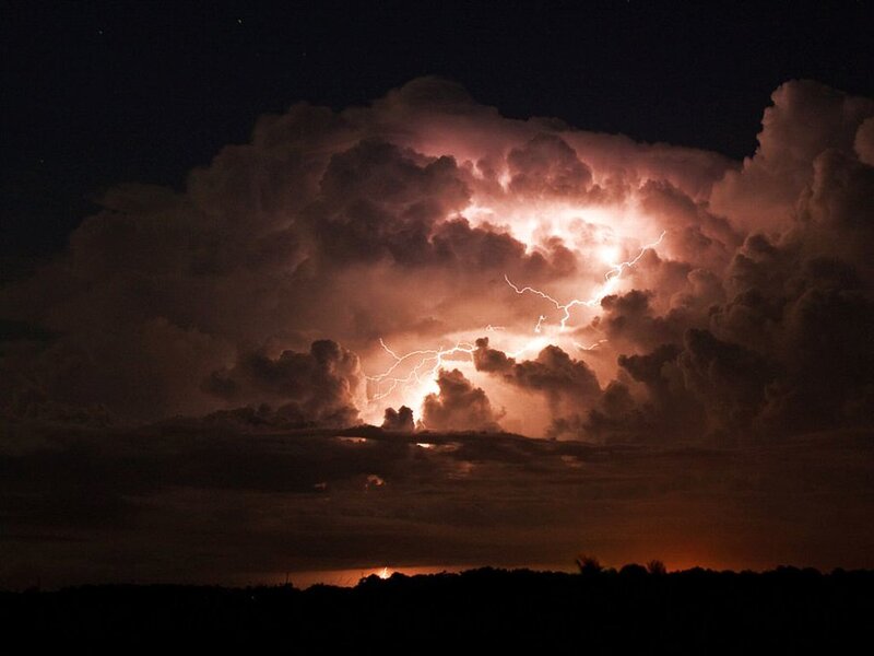 Lightning in Storm Clouds — Black