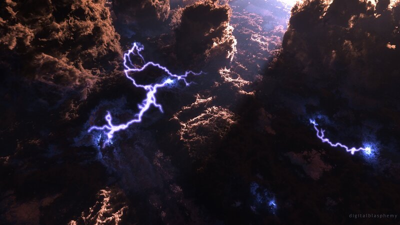 Lightning in Storm Clouds — Blue