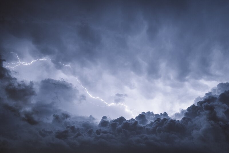 Lightning in Storm Clouds — Gray, Dramatic, Night