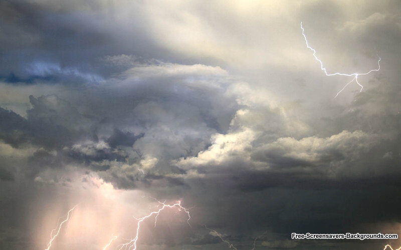Lightning in Storm Clouds — Gray, Dramatic