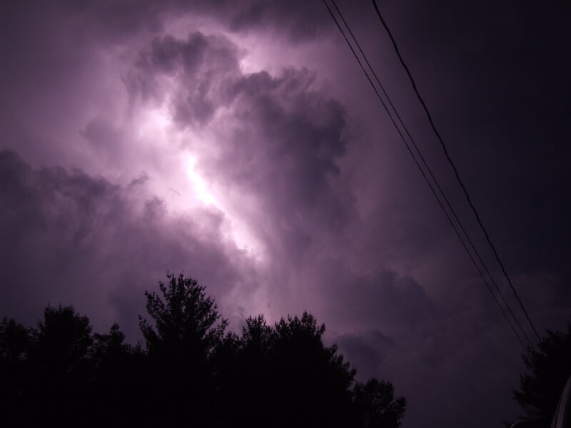 Lightning in Storm Clouds — Purple, Dramatic, Night, Photograph