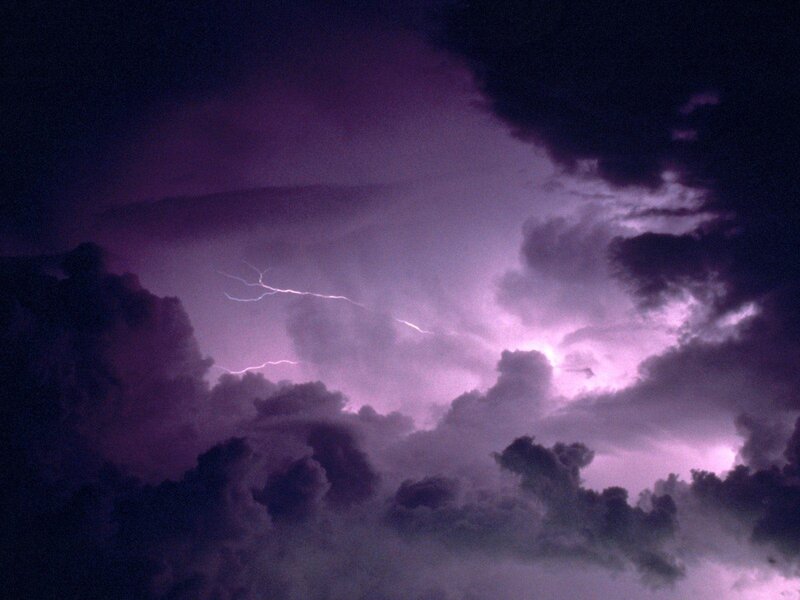 Lightning in Storm Clouds — Purple, Dramatic