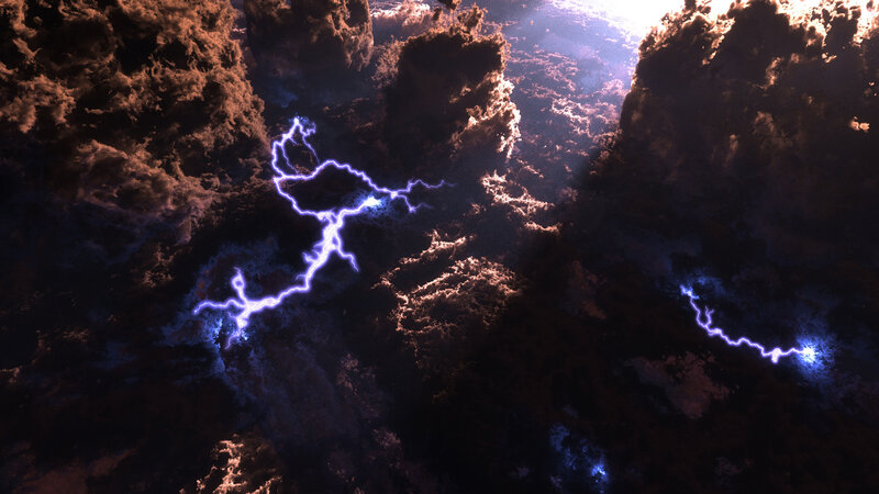 Lightning in stormy clouds