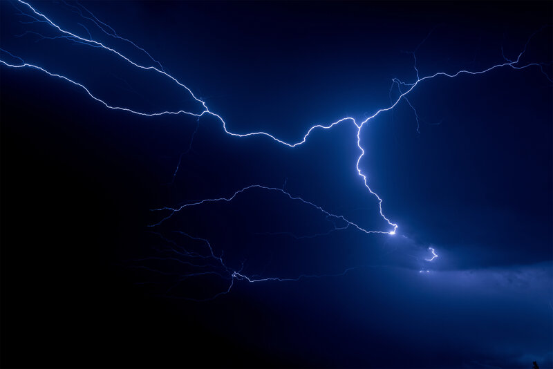 Lightning in Stormy Sky — Blue, Dramatic