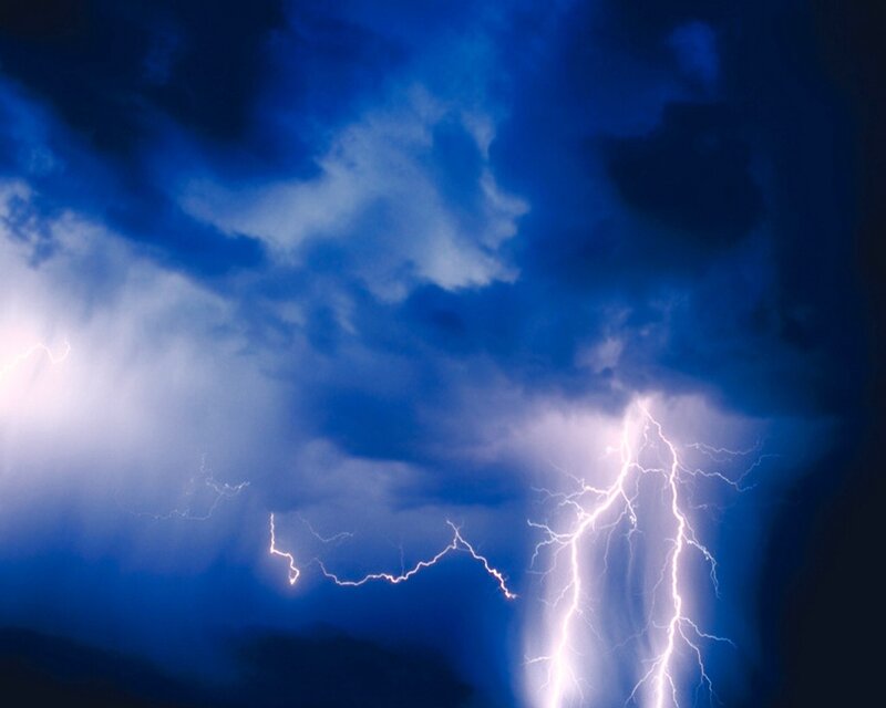 Lightning in Stormy Sky — Blue