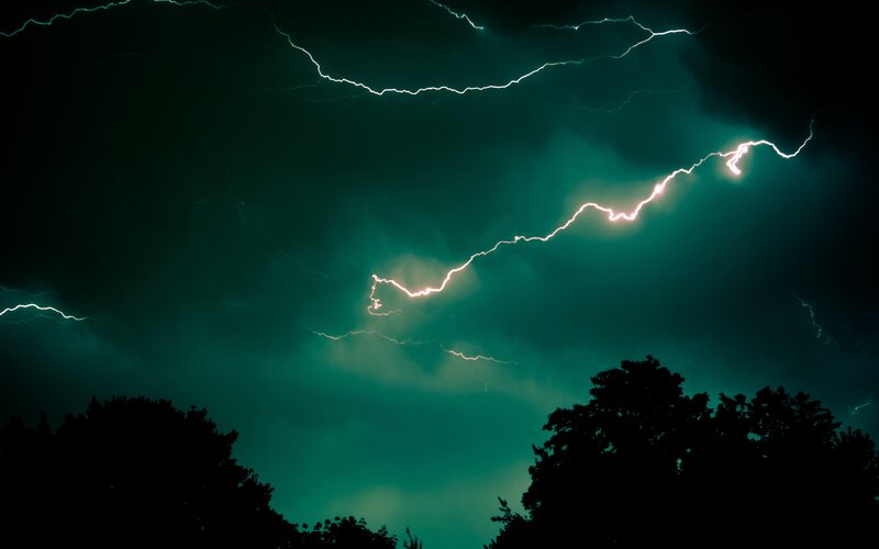 Lightning in Stormy Sky