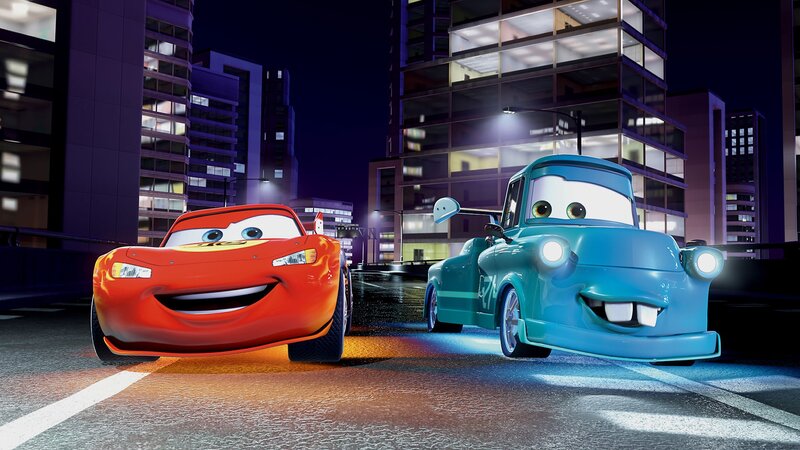 Lightning McQueen and Mater at night