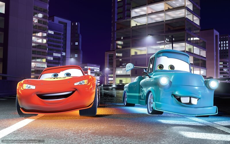 Lightning McQueen and Mater at night