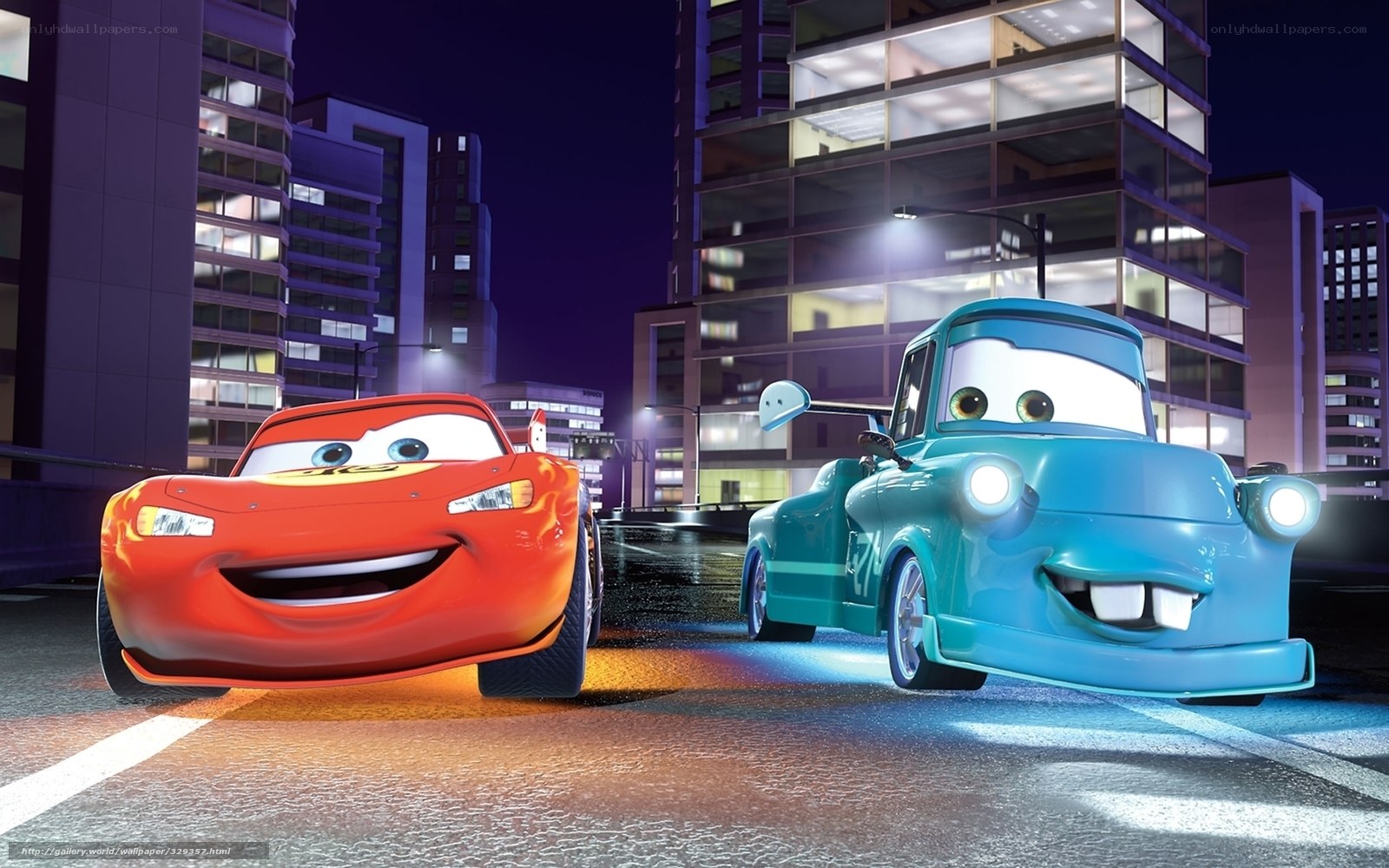 Lightning McQueen and Mater at night