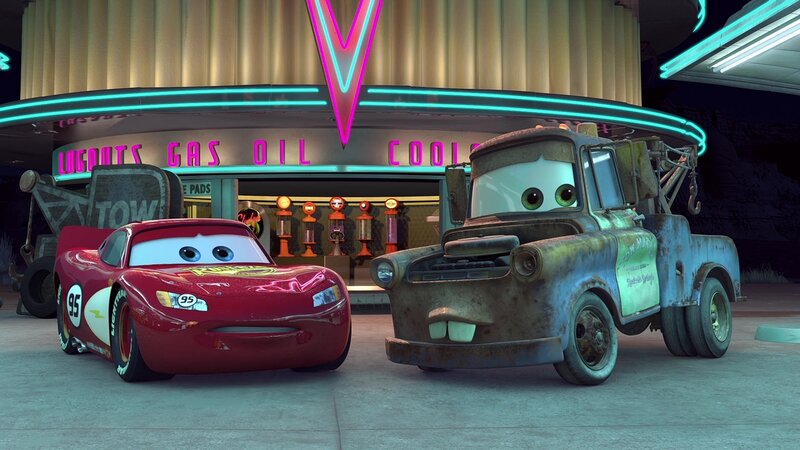 Lightning McQueen and Mater at the gas station