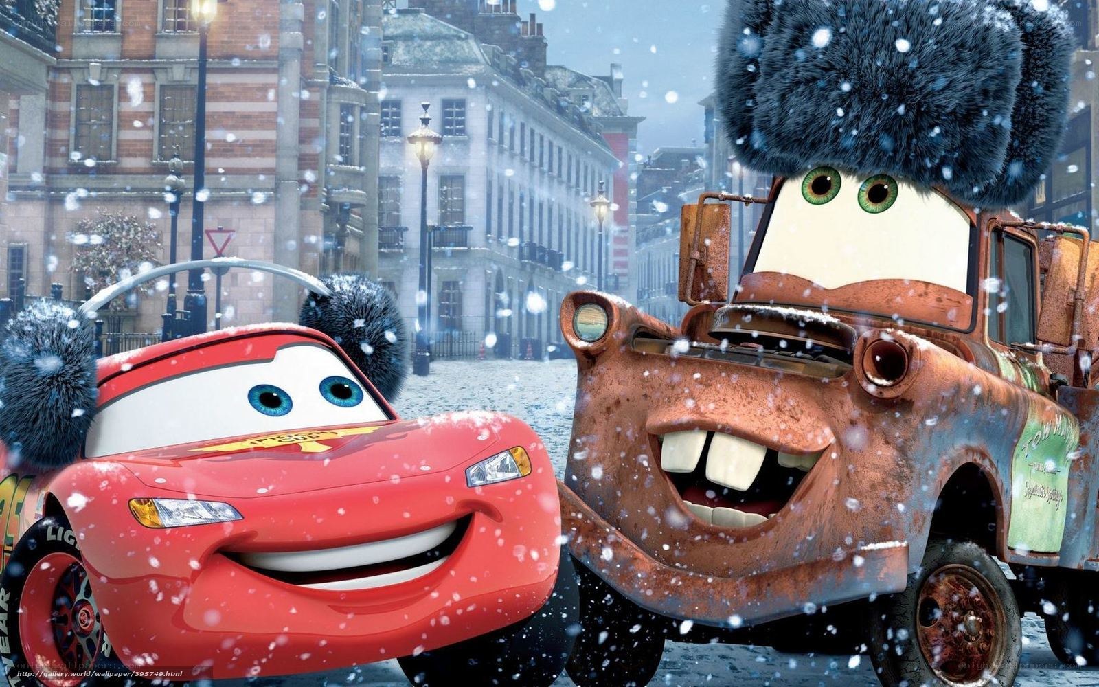 Lightning McQueen and Mater in snow