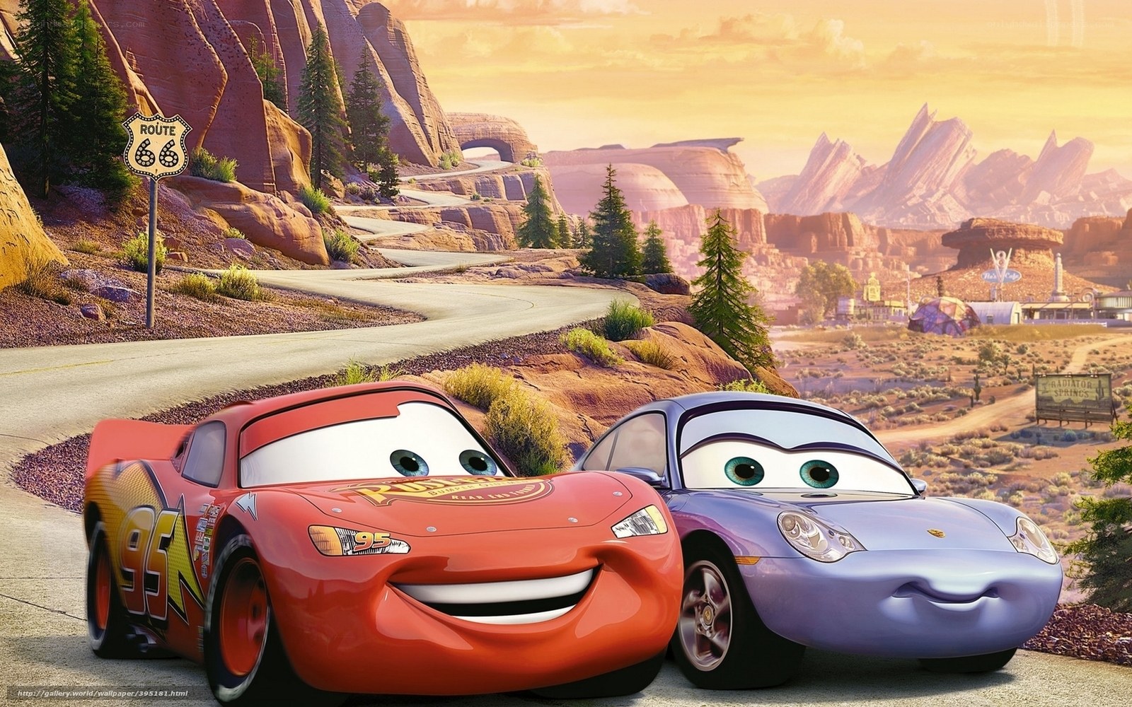 Lightning McQueen and Sally in Radiator Springs