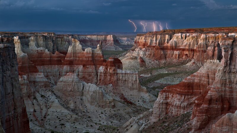 Lightning over a canyon