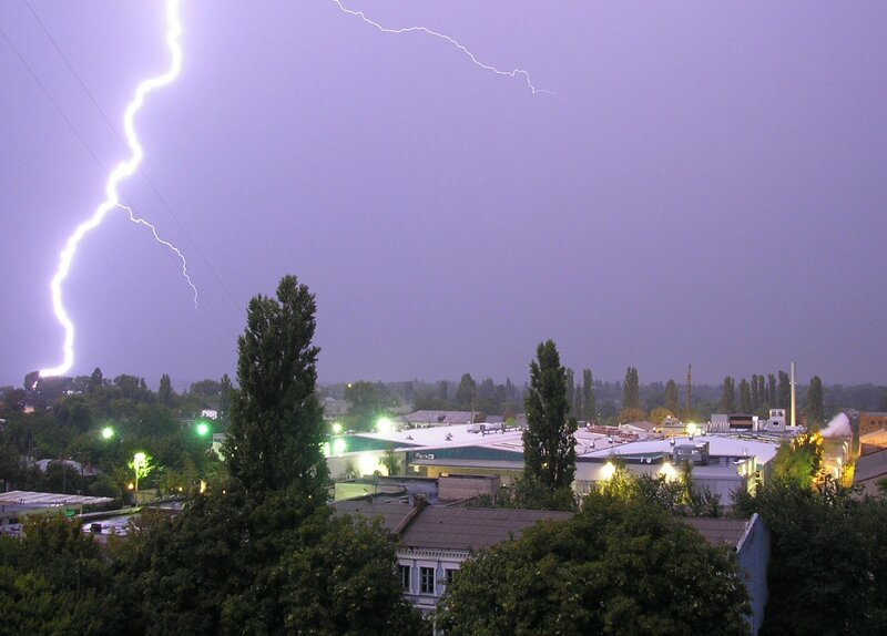 Lightning over a city