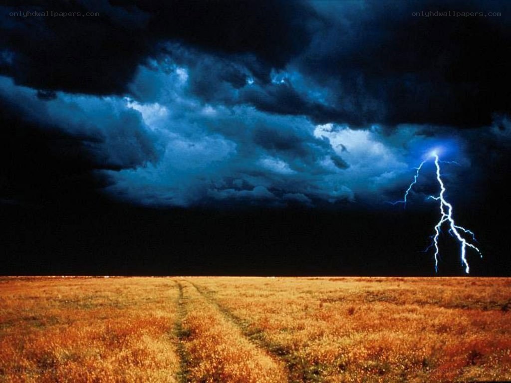 Lightning over a field