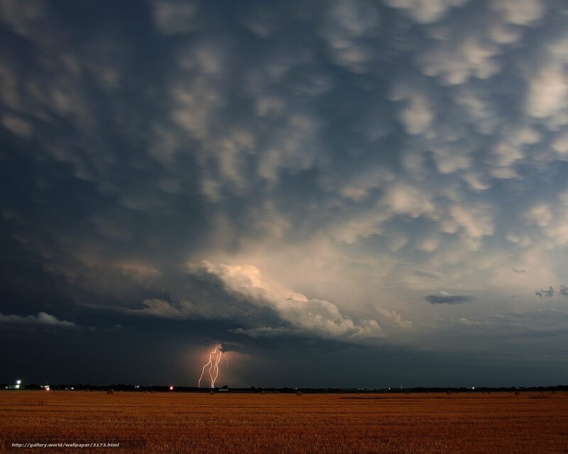 Lightning over a field