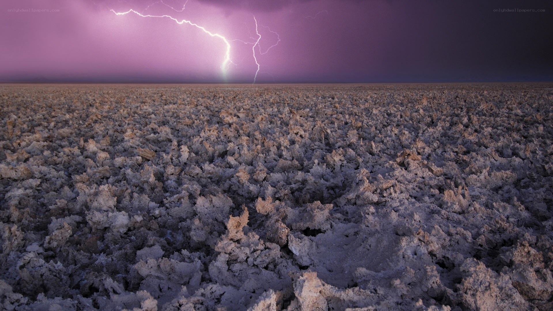 Lightning over a salt flat