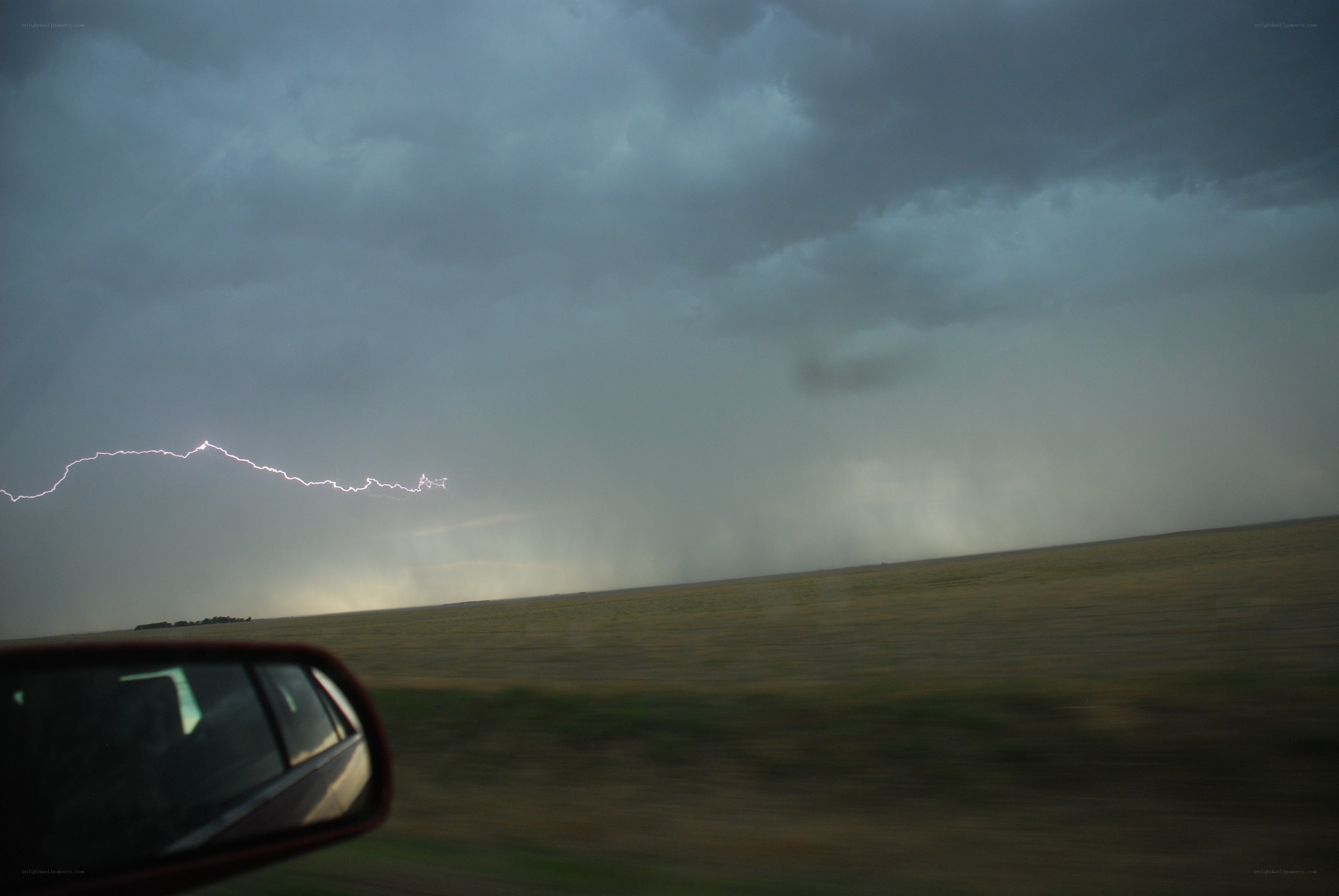 Lightning over a stormy field