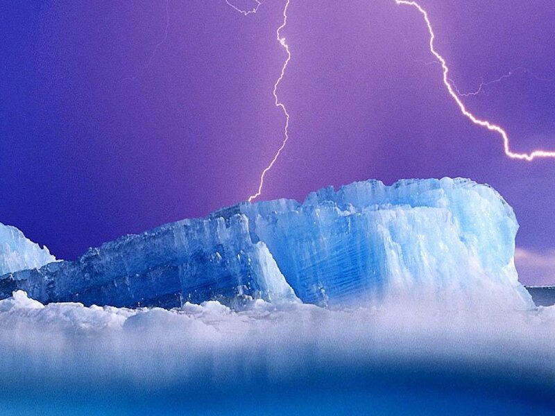 Lightning over an iceberg