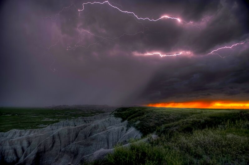Lightning over Badlands