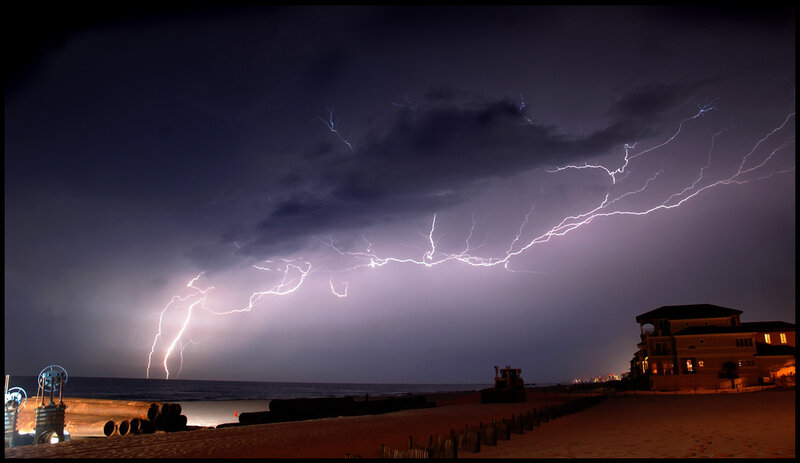Lightning over Beach — Purple, Dramatic, Night