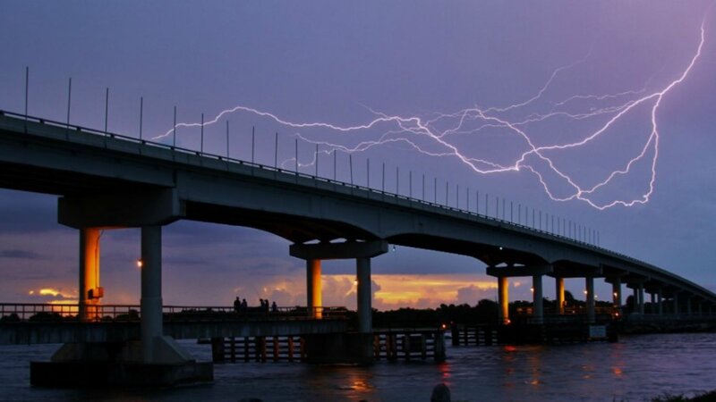 Lightning over Bridge — Purple