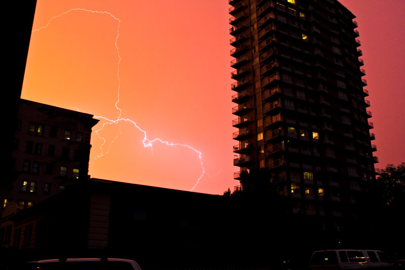 Lightning over Buildings — Orange