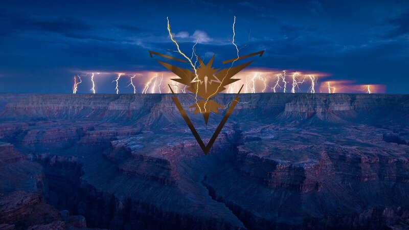 Lightning over Canyon — Blue, Dramatic, Night, Photograph, Logo