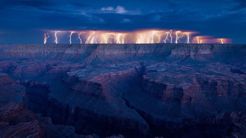 Lightning over Canyon — Dramatic